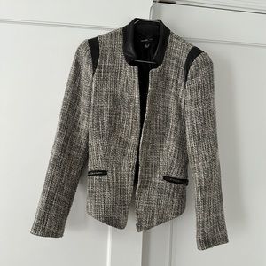 Mango tweed blazer with leather details. Vintage circa 2007. Excellent quality